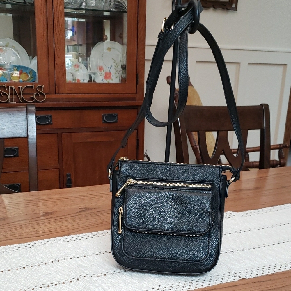 Matte Black Crossbody Bag with Adjustable Strap